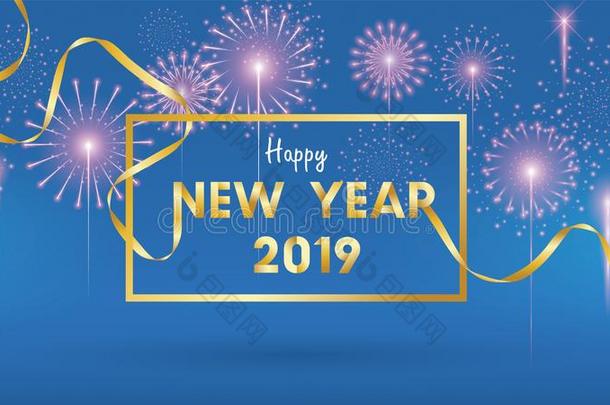 2019幸福的新的年背景为季节的飞鸟和问候