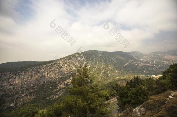 黎巴嫩卡迪莎山谷风景.指已提到的人在历史上重要的和狭隘的卡迪什