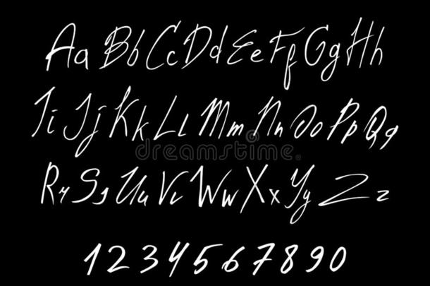 白色的关于<strong>手写</strong>的<strong>字体</strong>矢量<strong>字体</strong>
