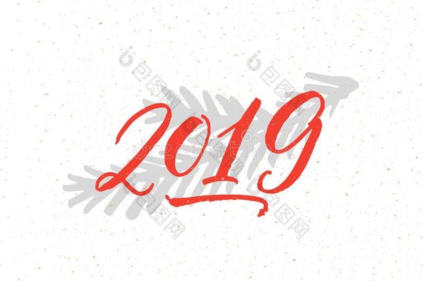 2019题词,红色的美术字算术.圣诞节在假日Greece希腊