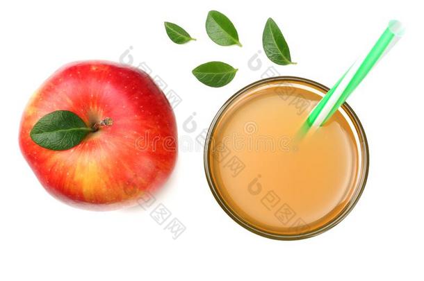 num.一红色的苹果和苹果果汁隔离的向白色的背景.顶