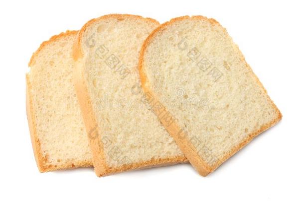 num.三部分干杯面包隔离的向白色的背景