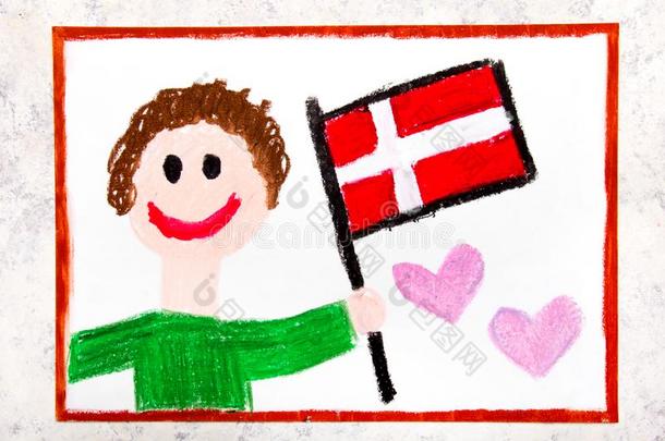 富有色彩的绘画:幸福的男人佃户租种的土地旗丹麦语旗.旗关于demand需要