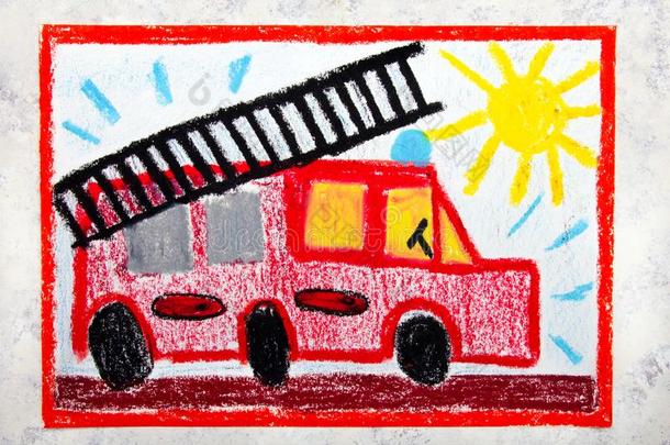绘画:红色的火货车和一l一dder