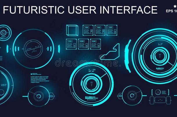 皮未来的蓝色用户界面,仪表板展览实质上的关于