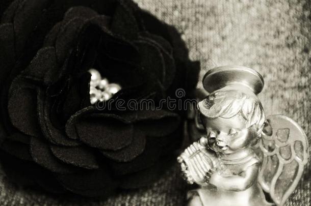 酿酒的玫瑰和角.<strong>照片</strong>.黑的和白色的