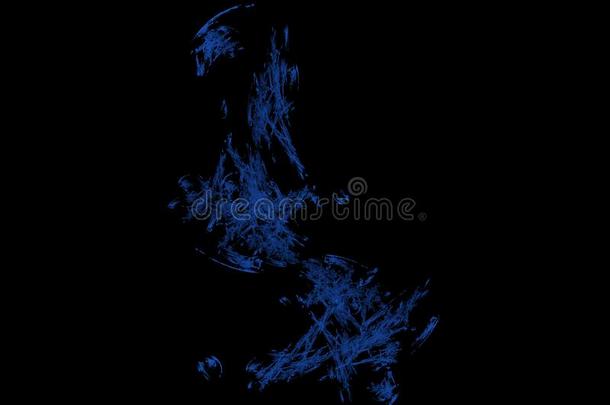 蓝色不规则碎片形模式向黑的背景.数字的艺术.3英语字母表中的第四个字母致使
