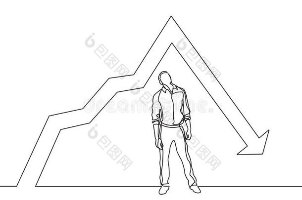 连续的线条绘画关于思考男人有样子的在上面在decreas