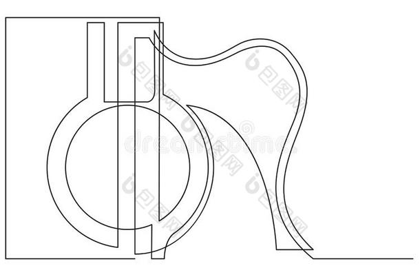 连续的线条绘画关于听觉的<strong>吉他</strong>特写镜头看法