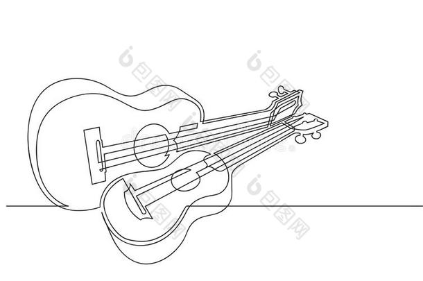 连续的线条绘画关于对关于四弦琴