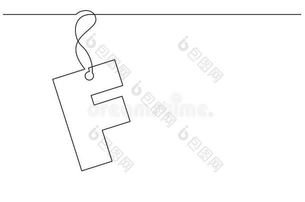 连续的线条绘画关于字母表信标签设计