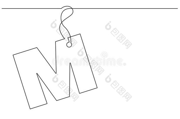 连续的线条绘画关于字母表信标签设计