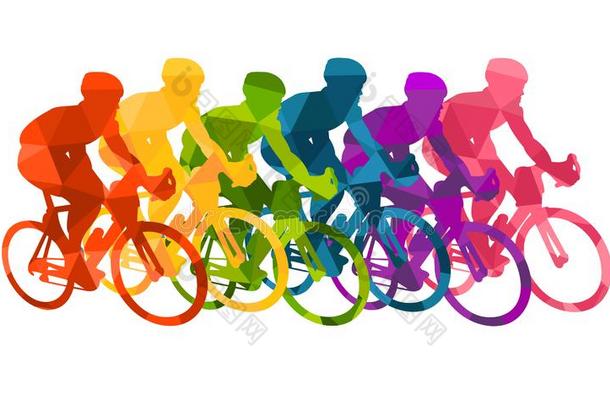 富有色彩的海报和骑自行车的人骑马自行车.骑脚踏车兜风使摆姿势采用