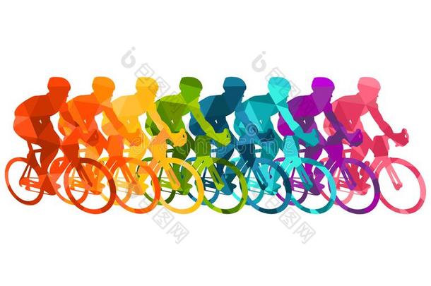 富有色彩的<strong>海报</strong>和骑自行车的人骑马自行车.骑<strong>脚</strong>踏车兜风使摆姿势采用