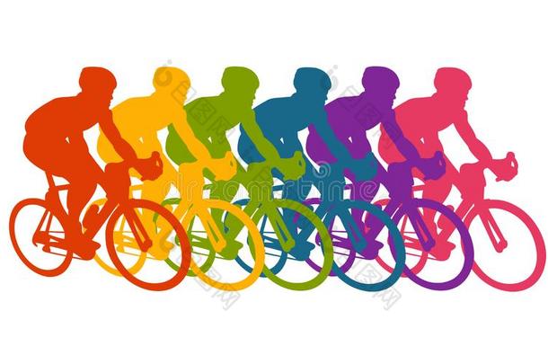 富有色彩的海报和骑自行车的人骑马自行车.骑脚踏车兜风使摆姿势采用