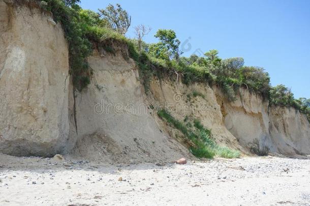 悬崖在指已提到的人海滩向希登塞岛岛,德国