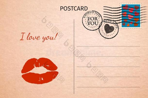 明信片.红色的logicalinferencespersecond每秒的逻辑推论和字我爱你.邮政的卡片插科打