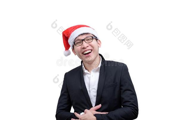 商业男人有幸福的和微笑的和圣诞节节日主题