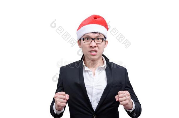 商业男人有生气的和打翻和圣诞节节日题目