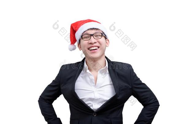 商业男人有幸福的和微笑的和圣诞节节日主题