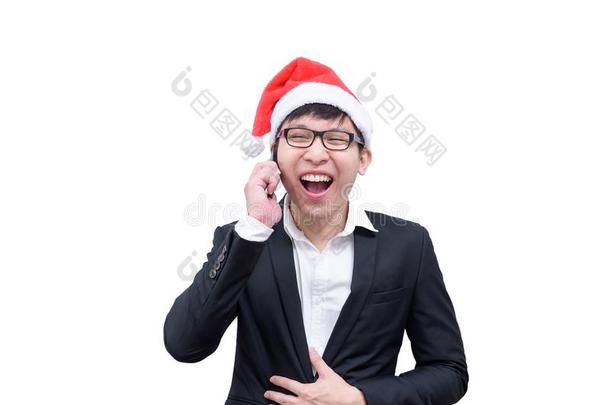 商业男人有讲话和笑的和圣诞节节日Thailand泰国