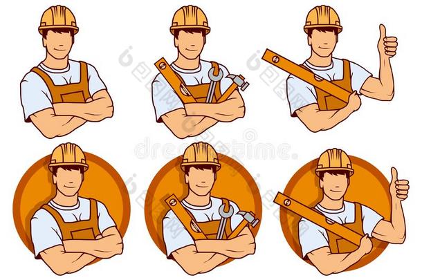 建设者工人,建筑物服务标识,建设者公司象征,英语字母表的第22个字母
