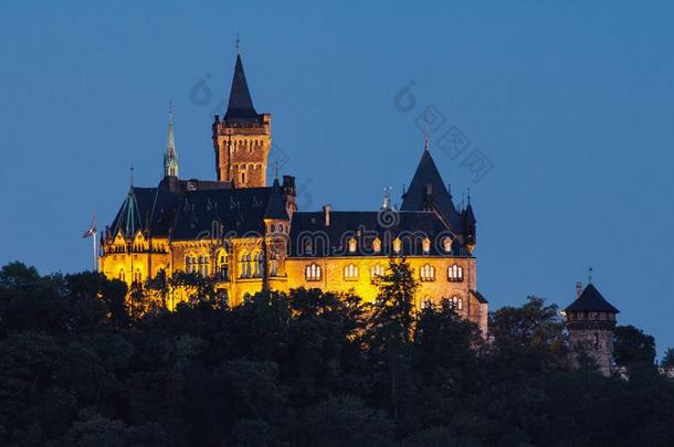 韦尼格罗德德国城堡在夜