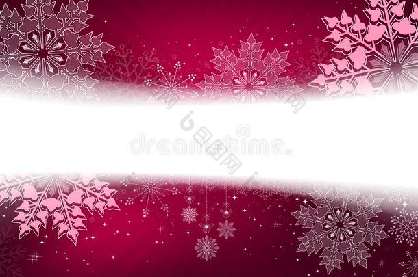 圣诞节红色的背景和大大地白色的和红色的雪花.