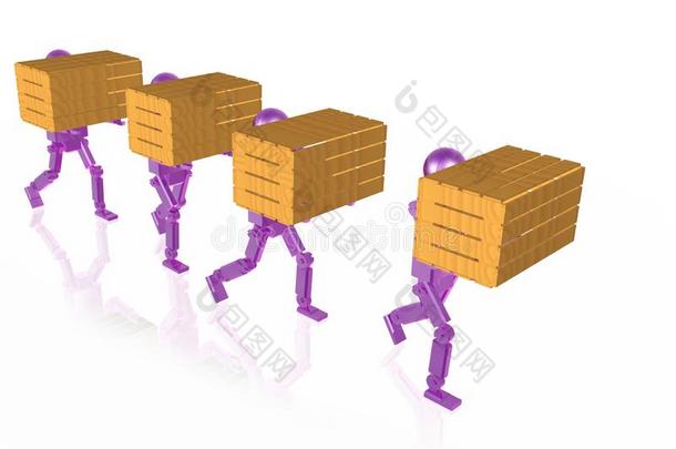 紫色的机器人和<strong>箱</strong>包