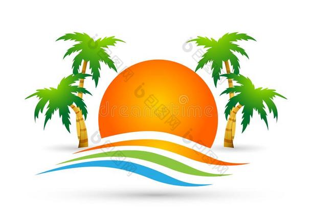 旅馆旅游太阳假日夏海滩椰子手掌树海声音资<strong>源文件</strong>。