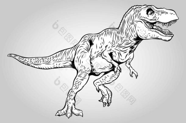 步行暴龙雷克斯猫史前的恐龙矢量illustrat