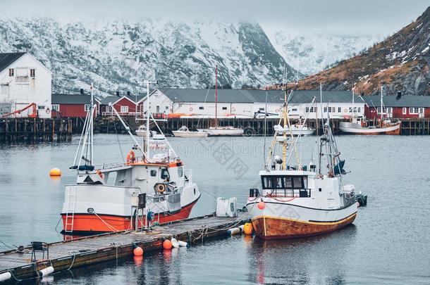 哈姆诺伊捕鱼村民向罗弗敦群岛岛,挪威
