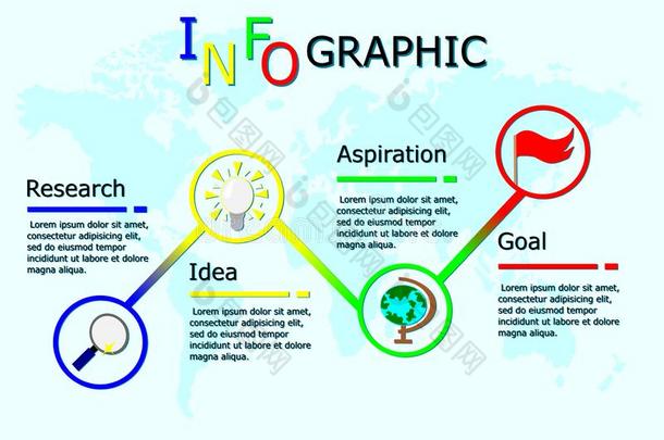 商业信息图表,矢量直线的信息图元素,工作流程