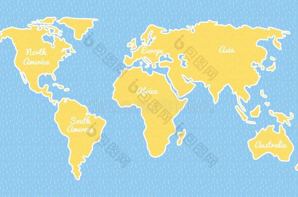 世界地图有插画的报章杂志样板