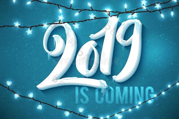 int.哈喽幸福的新的年<strong>2019海报</strong>和现实的冰柱和谢利