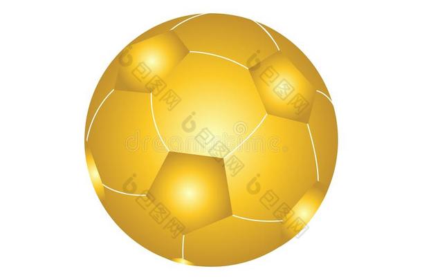 金色的足球球,隔离的向白色的背景