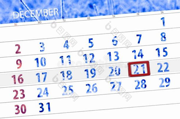 日历计划者为指已提到的人月12月2018,最后期限一天,弗里德