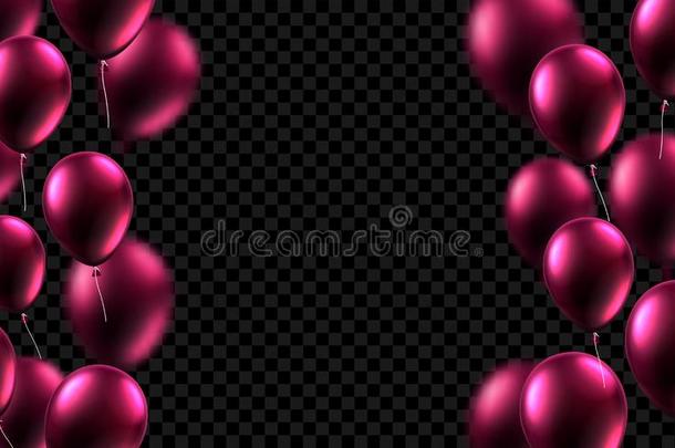 节日的海报和粉红色的发光的气球向透明的背景幕布.