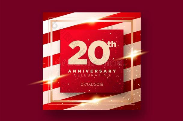 20年周年纪念日庆祝矢量卡片.20Thailand泰国周年纪念日.