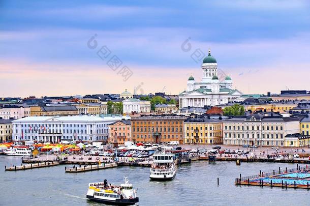 芬兰首都赫尔辛基城市风光照片和芬兰首都赫尔辛基总教堂和交易正方形,Finland芬兰