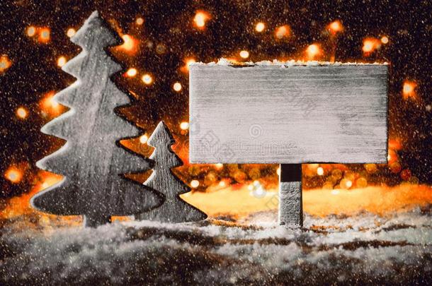 白色的符号,<strong>圣诞</strong>节树,雪,复制品空间,雪flakes