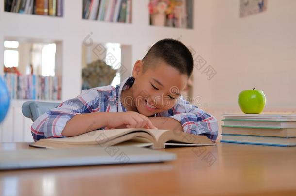 小的亚洲人小孩男孩小孩小孩ren学习阅读书