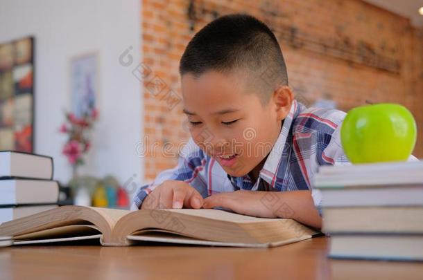 小的亚洲人小孩男孩小孩小孩ren学习阅读书