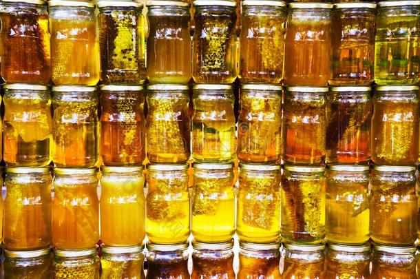 蜜蜂<strong>蜂蜜</strong>采用罐子向展览采用指已提到的人交易,健康的食物