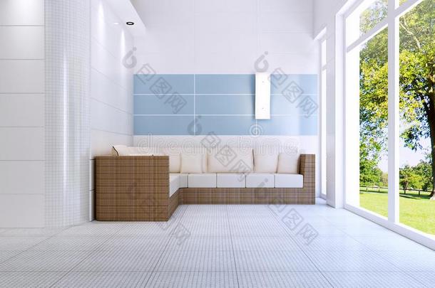 现代的软的沙发从藤杖采用指已提到的人水池房间