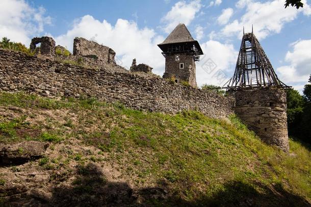 毁坏关于城堡尼维茨克采用经病理学家地区.乌日戈罗德photographer摄影师