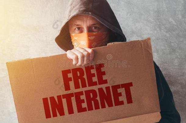 戴头巾的激进主义分子抗议者佃户租种的土地自由的互联网抗议符号
