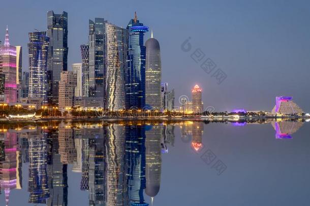 看法向指已提到的人城市中心关于多哈,西湾,卡塔尔