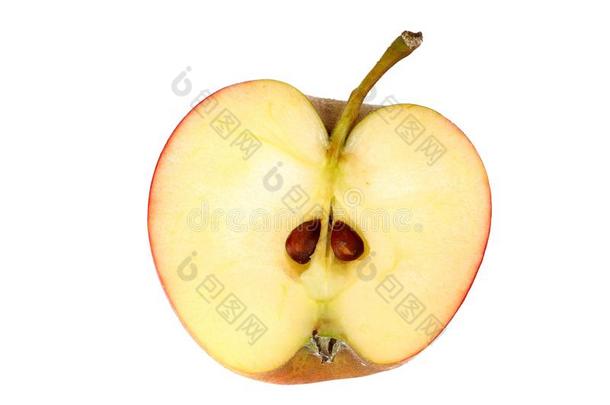 苹果-刨切的红色的成熟的苹果越过白色的背景