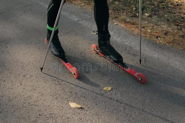 训练一运动员向指已提到的人滚筒滑冰者.Biathl向乘向指已提到的人